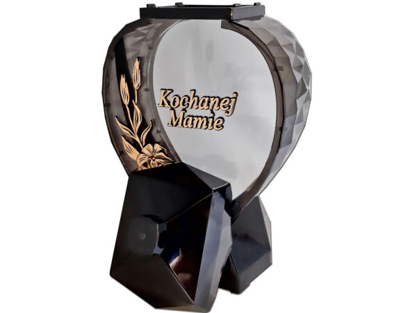 MAMA MAMIE ZNICZ ZNICZE LAMPION SERCE D KALIA CZARNY ZŁOTO LITERY