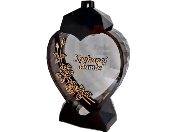 MAMA MAMIE ZNICZ ZNICZE LAMPION SERCE D RÓŻA CZARNY ZŁOTO LITERY