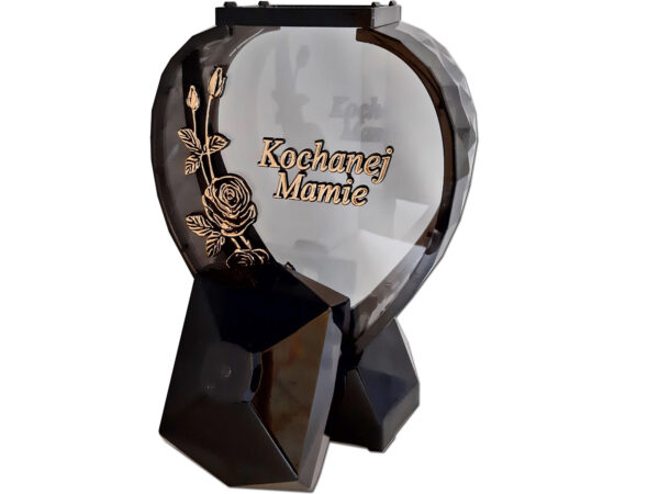 MAMA MAMIE ZNICZ ZNICZE LAMPION SERCE D RÓŻA CZARNY ZŁOTO LITERY