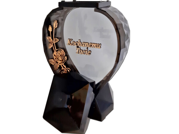 TATA TACIE ZNICZ ZNICZE LAMPION SERCE D RÓŻA CZARNY ZŁOTO LITERY