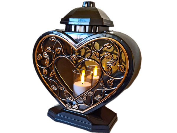 ZNICZ LAMPION NA GRÓB SERCE GIGANT RAMKA SERCE+ŚWIECA LED