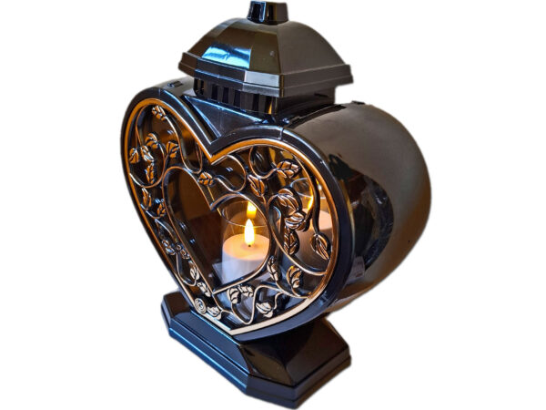 ZNICZ LAMPION NA GRÓB SERCE GIGANT RAMKA SERCE+ŚWIECA LED