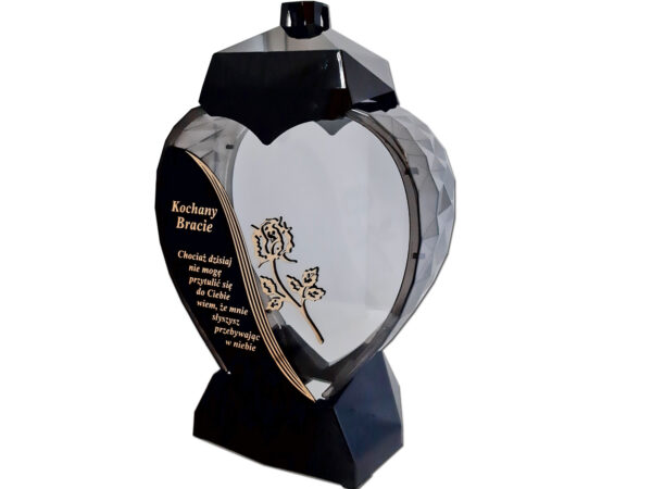 BRAT BRATU ZNICZ ZNICZE LAMPION SERCE D CZARNY RÓŻA SENTENCJA ZŁOTO
