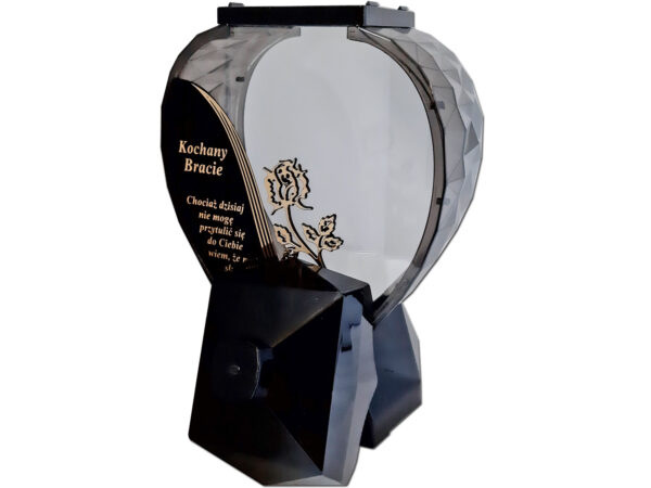 BRAT BRATU ZNICZ ZNICZE LAMPION SERCE D CZARNY RÓŻA SENTENCJA ZŁOTO