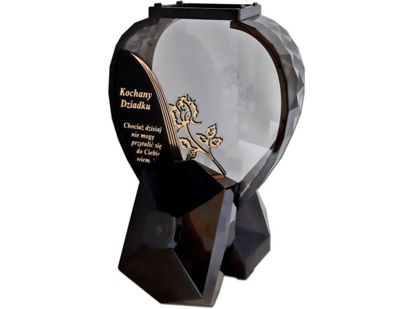 DZIADEK DZIADKOWI ZNICZ ZNICZE LAMPION SERCE D CZARNY RÓŻA SENTENCJA ZŁOTO