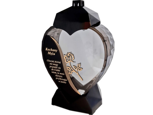 MĄŻ MĘŻOWI ZNICZ ZNICZE LAMPION SERCE D CZARNY RÓŻA SENTENCJA ZŁOTO