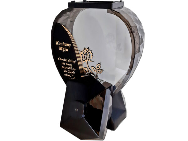 MĄŻ MĘŻOWI ZNICZ ZNICZE LAMPION SERCE D CZARNY RÓŻA SENTENCJA ZŁOTO