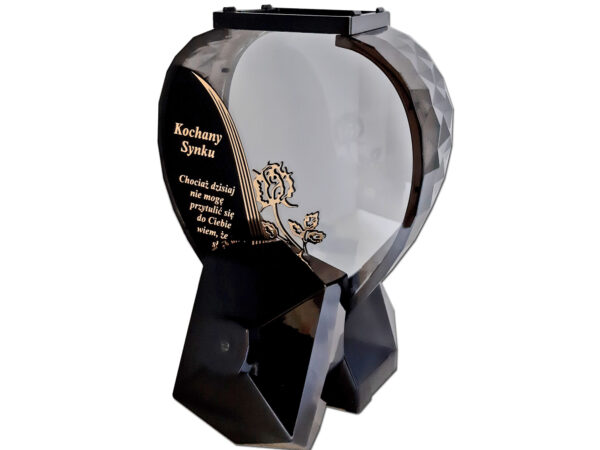 SYN SYNOWI ZNICZ ZNICZE LAMPION SERCE D CZARNY RÓŻA SENTENCJA ZŁOTO
