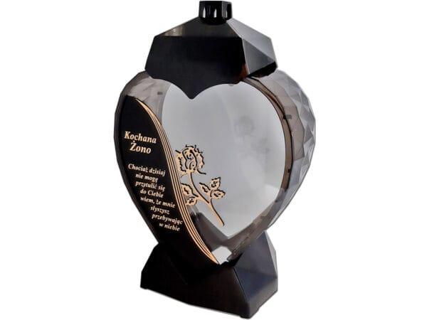 ŻONA ŻONIE ZNICZ ZNICZE LAMPION SERCE D CZARNY RÓŻA SENTENCJA ZŁOTO