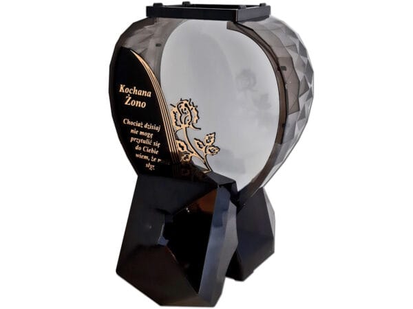 ŻONA ŻONIE ZNICZ ZNICZE LAMPION SERCE D CZARNY RÓŻA SENTENCJA ZŁOTO
