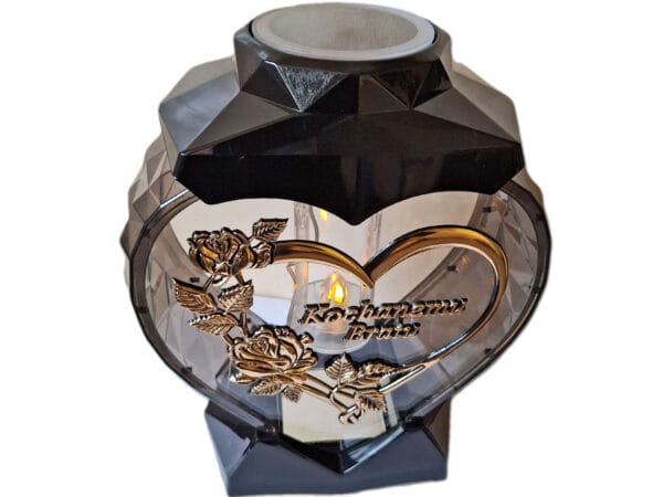 BRAT BRATU ZNICZ LAMPION SERCE ZŁOTO NA GRÓB SOLARNY FOTOWOLTAICZNY