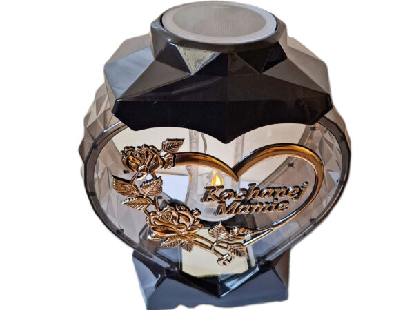 MAMA MAMIE ZNICZ LAMPION SERCE ZŁOTO NA GRÓB SOLARNY FOTOWOLTAICZNY