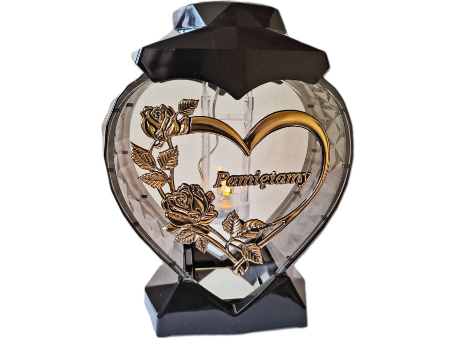 PAMIĘTAMY ZNICZ LAMPION SERCE ZŁOTO NA GRÓB SOLARNY FOTOWOLTAICZNY