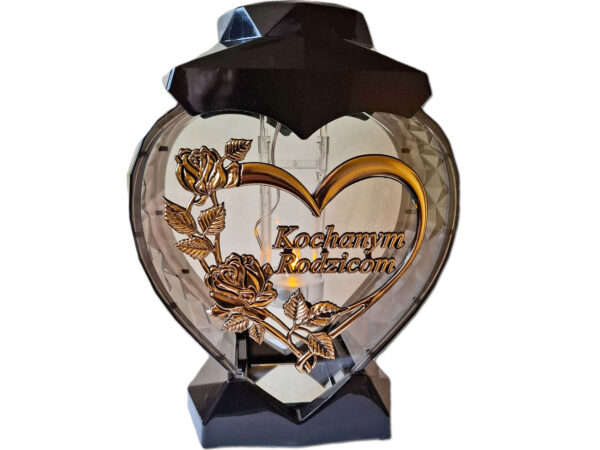 RODZICE RODZICOM ZNICZ LAMPION SERCE ZŁOTO NA GRÓB SOLARNY FOTOWOLTAICZNY