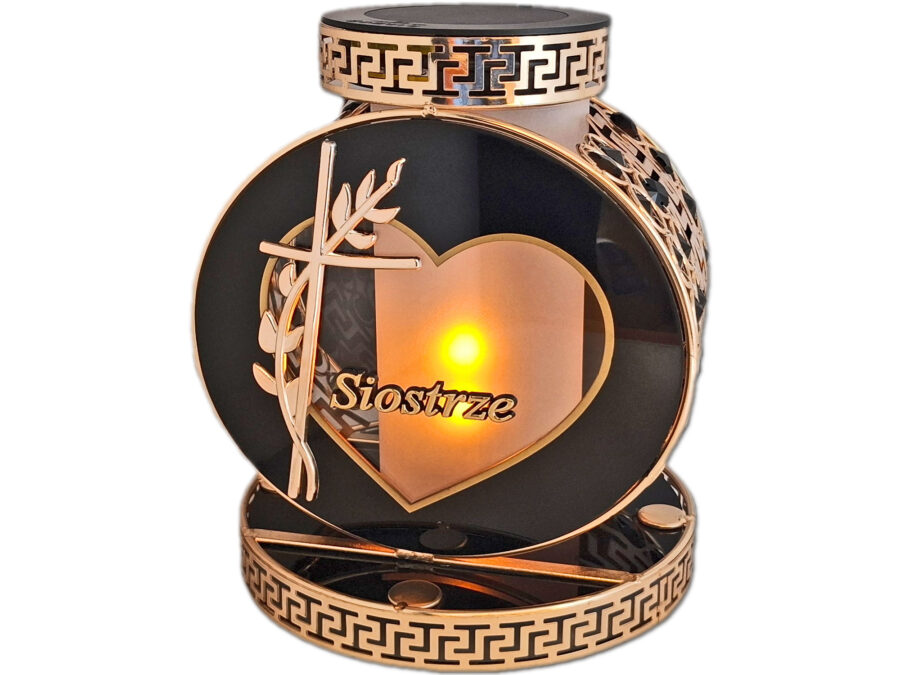 SIOSTRA SIOSTRZE SOLAR FOTOWOLTAICZNY ZNICZ LAMPION VIP KOŁO ZŁ-CZARNE