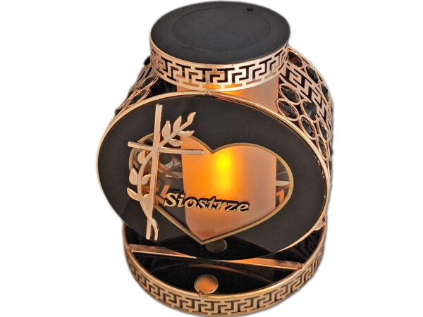 SIOSTRA SIOSTRZE SOLAR FOTOWOLTAICZNY ZNICZ LAMPION VIP KOŁO ZŁ-CZARNE