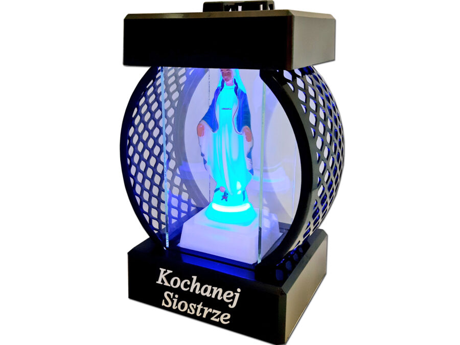 SIOSTRA SIOSTRZE SR ZNICZ LAMPION KOŁO RTN GŁADKI CZARNY+FIGURKA LED