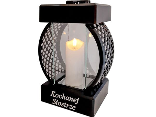 siostra-sre-kolo-rat-sw-b1.jpg SIOSTRA SIOSTRZE SR ZNICZ LAMPION KOŁO RTN GŁADKI CZARNY+ŚWIECA LED BIAŁA