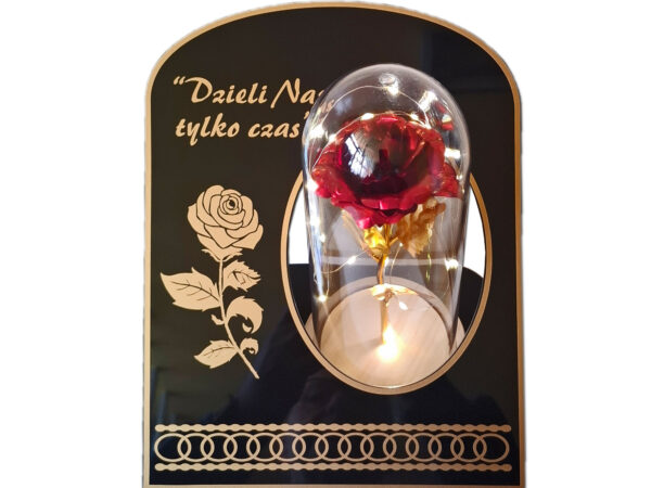 ZNICZ ZNICZE LAMPION NA GRÓB SKOS RÓŻA DR BORDOWA+LAMPKI LED