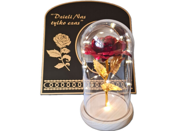 ZNICZ ZNICZE LAMPION NA GRÓB SKOS RÓŻA DR BORDOWA+LAMPKI LED