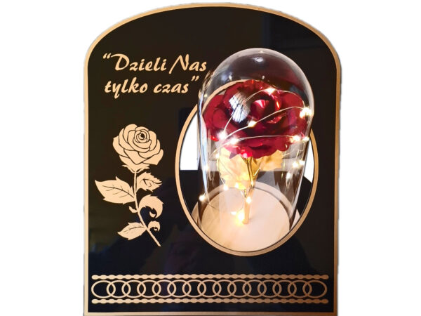 ZNICZ ZNICZE LAMPION NA GRÓB SKOS RÓŻA DR CZERWONA+LAMPKI LED