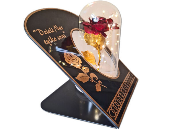 ZNICZ ZNICZE LAMPION NA GRÓB SKOS RÓŻA DR CZERWONA+LAMPKI LED