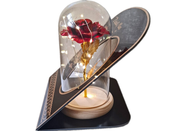 ZNICZ ZNICZE LAMPION NA GRÓB SKOS RÓŻA DR CZERWONA+LAMPKI LED