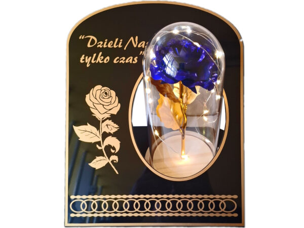 ZNICZ ZNICZE LAMPION NA GRÓB SKOS RÓŻA DR NIEBIESKA+LAMPKI LED