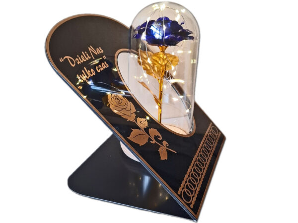 ZNICZ ZNICZE LAMPION NA GRÓB SKOS RÓŻA DR NIEBIESKA+LAMPKI LED