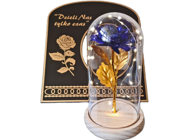 ZNICZ ZNICZE LAMPION NA GRÓB SKOS RÓŻA DR NIEBIESKA+LAMPKI LED