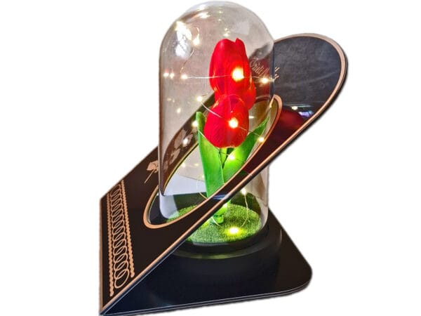 ZNICZ ZNICZE LAMPION LAMPIONY NA GRÓB SKOS TULIPAN CZERWONY+LAMPKI LED