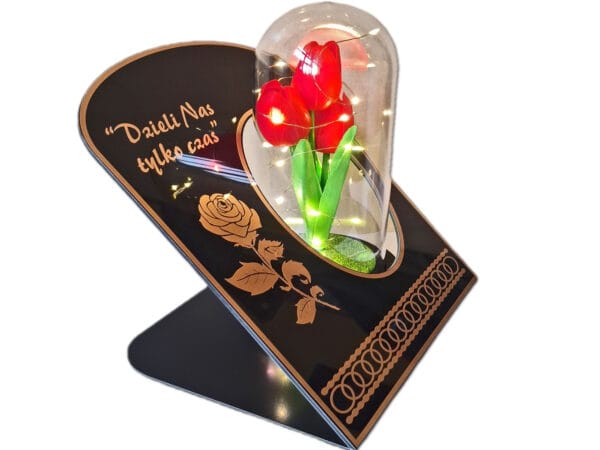 ZNICZ ZNICZE LAMPION LAMPIONY NA GRÓB SKOS TULIPAN CZERWONY+LAMPKI LED
