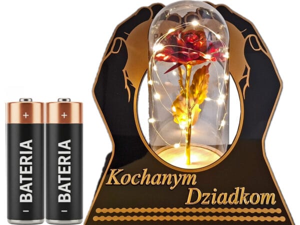DZIADKOM DZIADKI ZNICZ LAMPION NA GRÓB SKOS DŁONIE RÓŻA CZERWONA+LEDY
