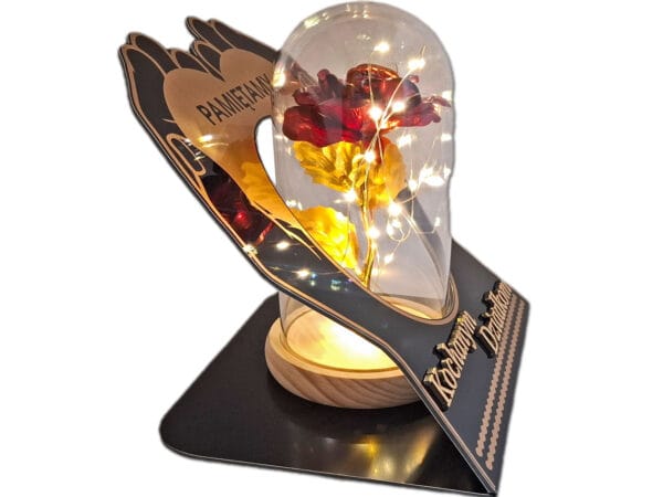 DZIADKOM DZIADKI ZNICZ LAMPION NA GRÓB SKOS DŁONIE RÓŻA CZERWONA+LEDY