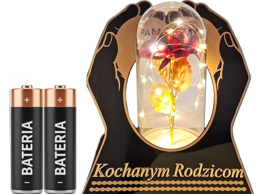 RODZICE RODZICOM ZNICZ LAMPION NA GRÓB SKOS DŁONIE RÓŻA CZERWONA+LEDY