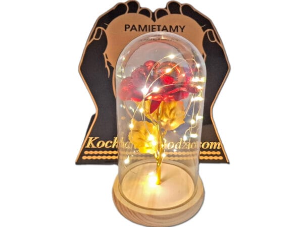 RODZICE RODZICOM ZNICZ LAMPION NA GRÓB SKOS DŁONIE RÓŻA CZERWONA+LEDY