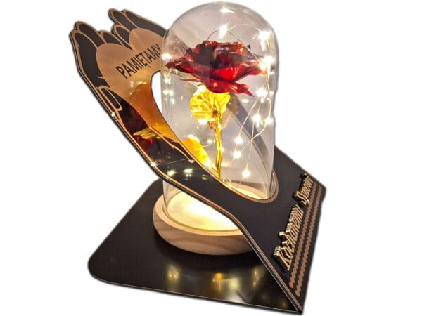 SYN SYNOWI ZNICZ LAMPION NA GRÓB SKOS DŁONIE RÓŻA CZERWONA+LEDY