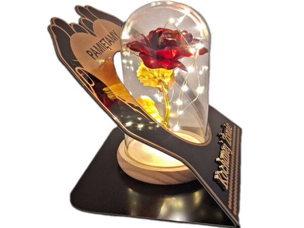 ŻONA ŻONIE ZNICZ LAMPION NA GRÓB SKOS DŁONIE RÓŻA CZERWONA+LEDY