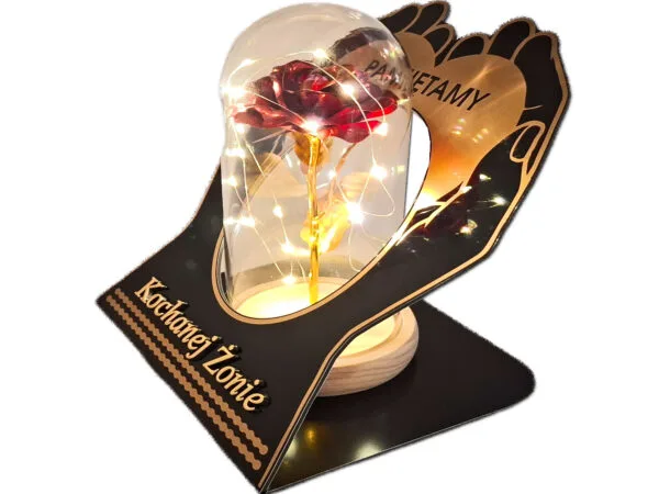 ŻONA ŻONIE ZNICZ LAMPION NA GRÓB SKOS DŁONIE RÓŻA CZERWONA+LEDY