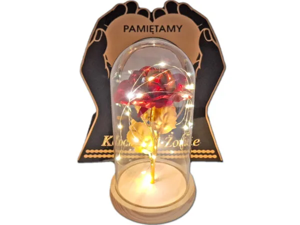 ŻONA ŻONIE ZNICZ LAMPION NA GRÓB SKOS DŁONIE RÓŻA CZERWONA+LEDY
