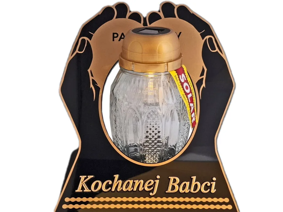 BABCIA BABCI ZNICZ LAMPION NA GRÓB SKOS DŁONIE SOLAR