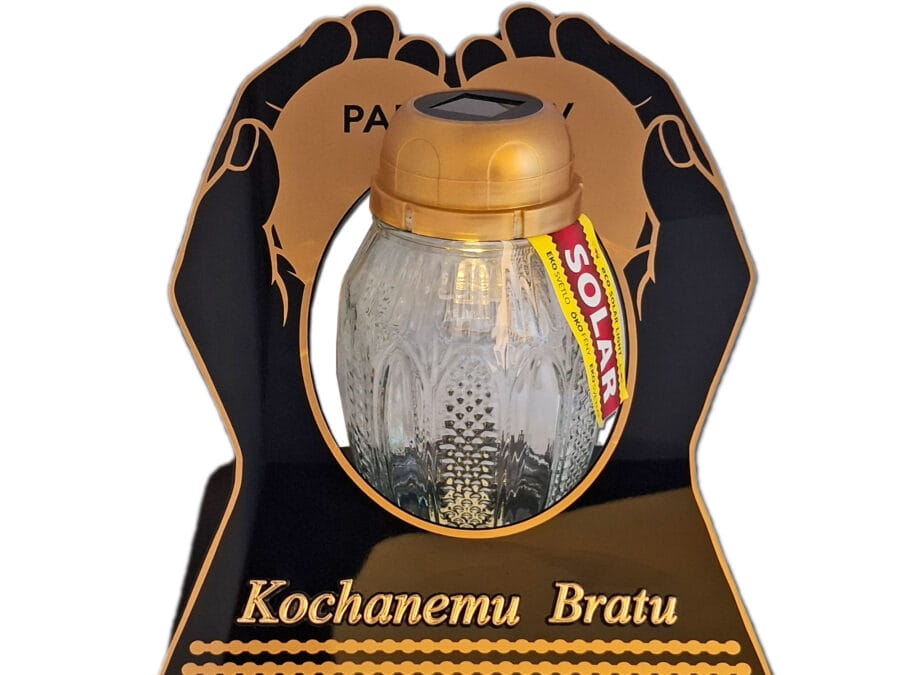 BRAT BRATU ZNICZ LAMPION NA GRÓB SKOS DŁONIE SOLAR