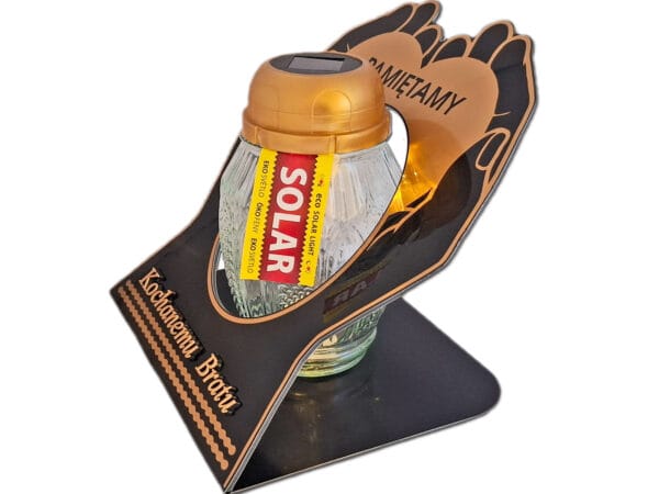 BRAT BRATU ZNICZ LAMPION NA GRÓB SKOS DŁONIE SOLAR