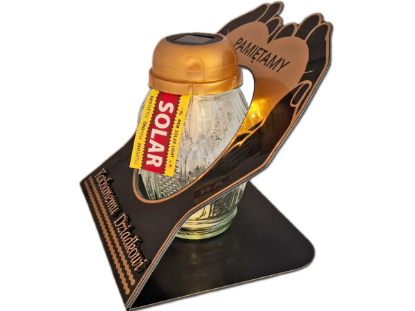 DZIADEK DZIADKOWI ZNICZ LAMPION NA GRÓB SKOS DŁONIE SOLAR