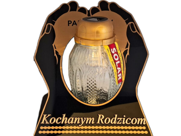 RODZICE RODZICOM ZNICZ LAMPION NA GRÓB SKOS DŁONIE SOLAR