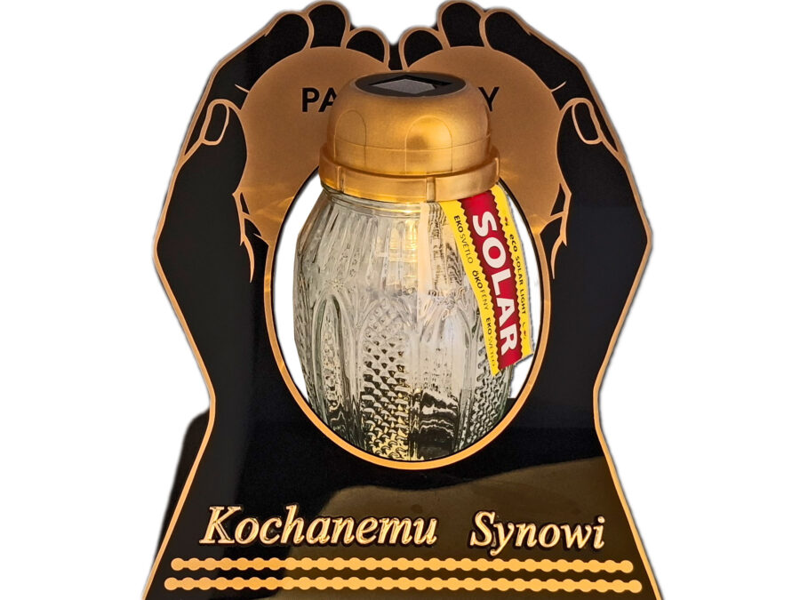 SYN SYNOWI ZNICZ LAMPION NA GRÓB SKOS DŁONIE SOLAR