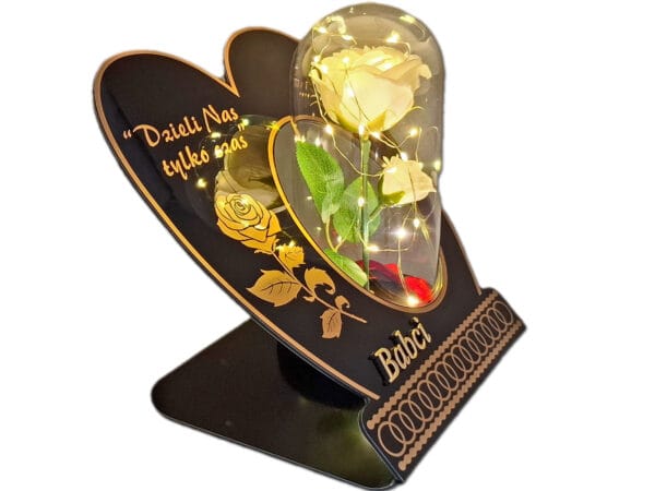 BABCIA BABCI ZNICZ LAMPION NA GRÓB SKOS RÓŻA BIAŁA+LEDY