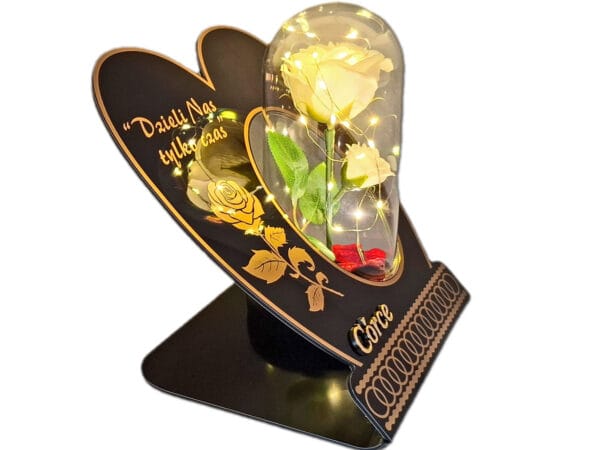 CÓRKA CÓRCE ZNICZ LAMPION NA GRÓB SKOS RÓŻA BIAŁA+LEDY