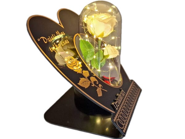 DZIADEK DZIADKOWI ZNICZ LAMPION NA GRÓB SKOS RÓŻA BIAŁA+LEDY
