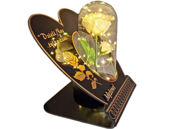 MĄŻ MĘŻOWI ZNICZ LAMPION NA GRÓB SKOS RÓŻA BIAŁA+LEDY